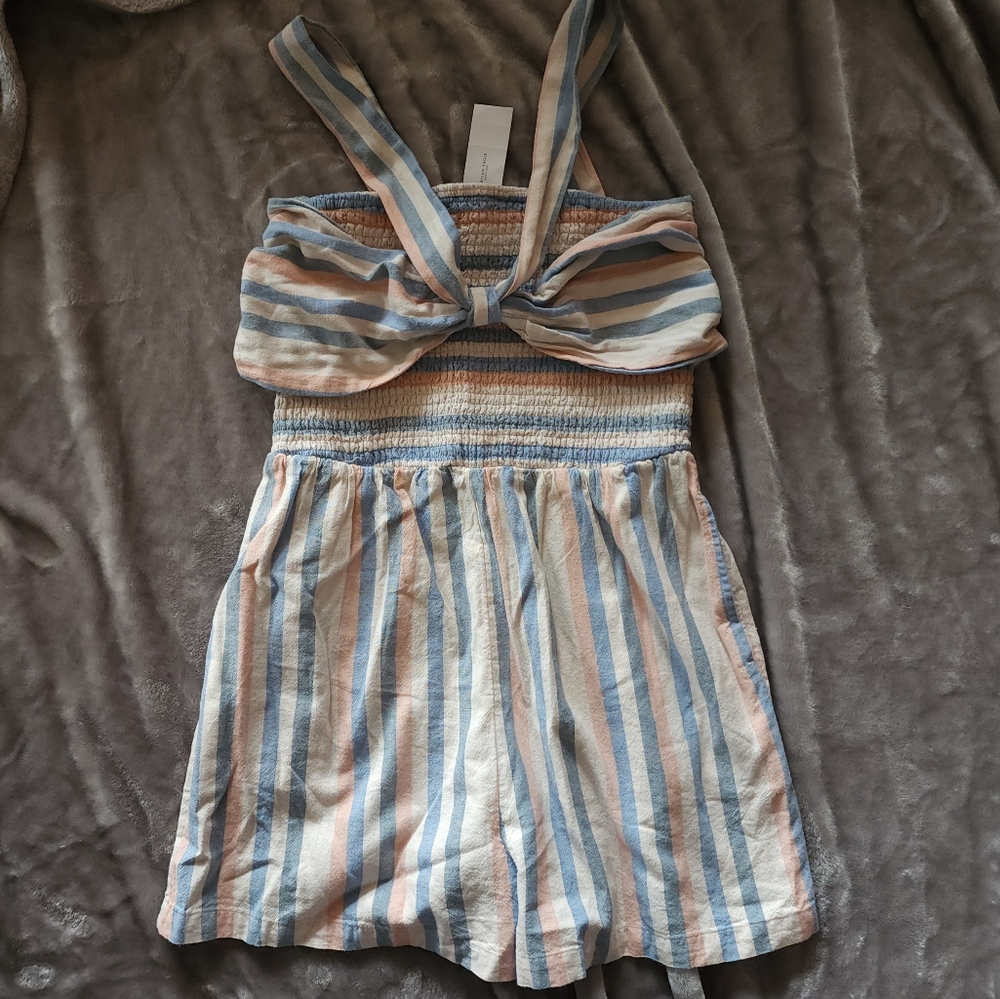 AE American Eagle Striped Romper M Tall